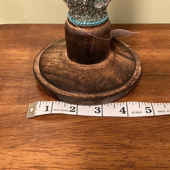 NWT GORGEOUS BEADED & JEWELED 15" WOODEN CANDLESTICK - Picture 10 of 10